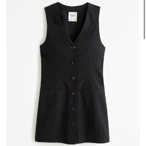 Abercrombie & Fitch Black Vest Button-Front Mini Dress